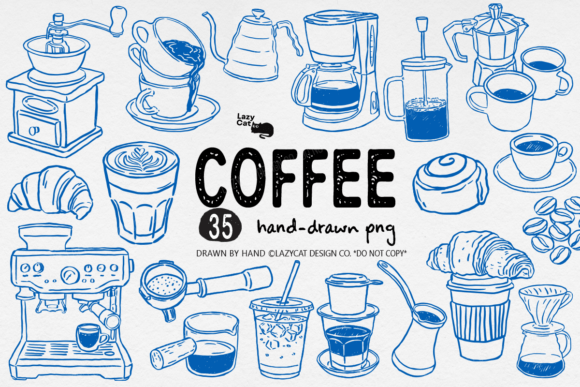 Download Coffee Hand Drawn Clipart Set PNG - Premium Resources