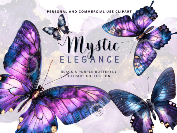 Download Black and Purple Shimmer Butterflies PNG - Shimmer Collection