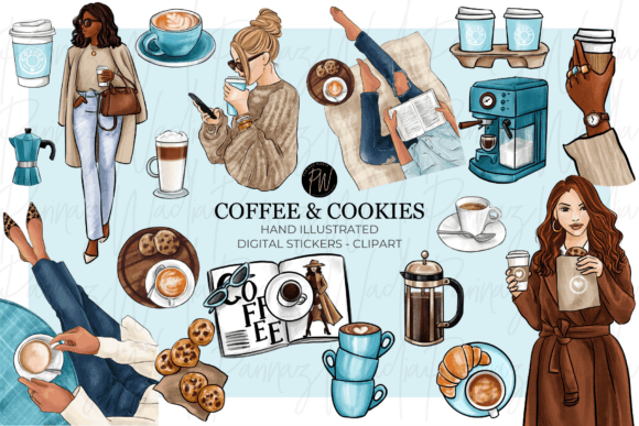 Download Coffee &amp; Cookies Hand Drawn Clipart Png - Premium Resources
