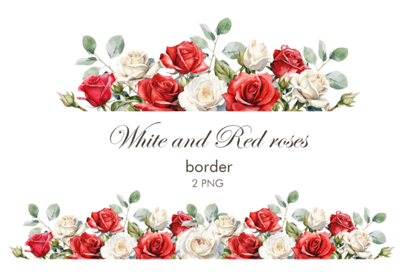 Download Watercolor White and Red Roses Border - White Collection