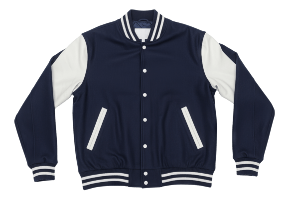 Download Navy Blue and White Varsity Jacket PNG - White Collection