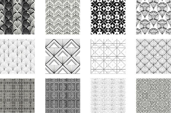 Download Black and White Art Deco Digital Paper - White Collection