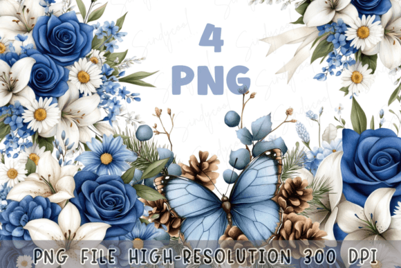 Download Blue Floral Watercolor Flowers Bouquet - Bouquet Collection
