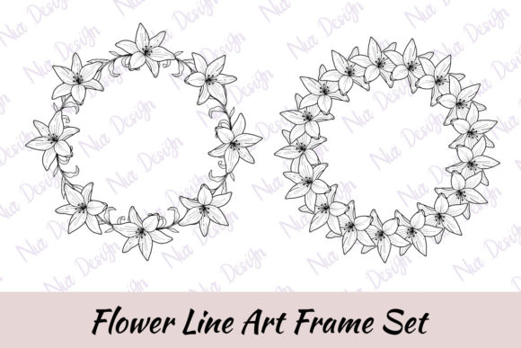 Download Lily Flower Lineart Frame Bouquet SVG - Bouquet Collection