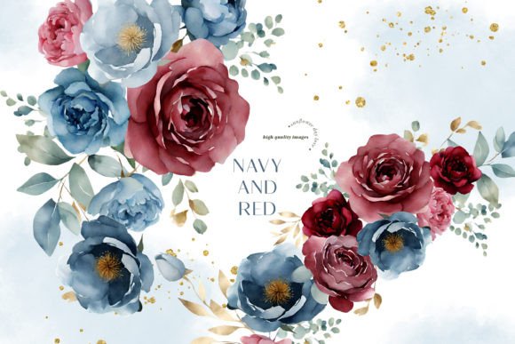 Download Navy &amp; Red Flowers Bouquets Clipart - Bouquet Collection
