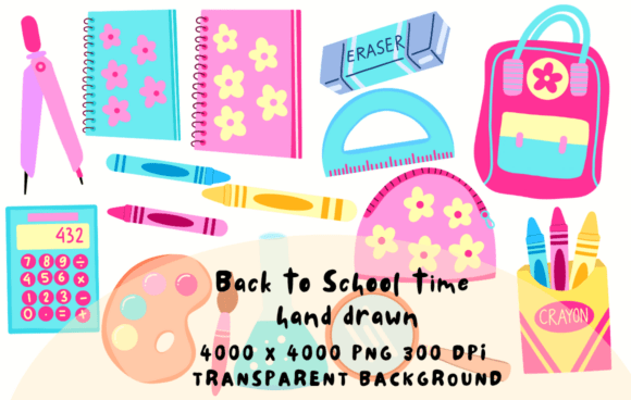 Download ​Back to School Time Hand Drawn Clipart - Hand drawn clipart Collection