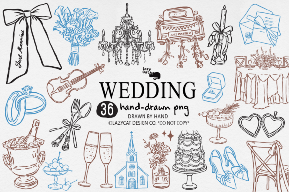 Download Wedding Hand Drawn Clipart Set PNG - Hand drawn clipart Collection