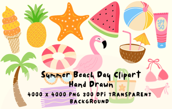 Download Summer Beach Day Hand Drawn Clipart - Premium Bundle