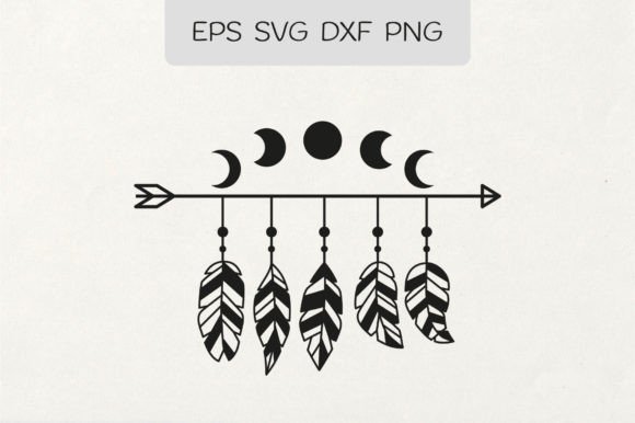 Download Boho Arrow with Feathers and Moon Phases - Boho arrow Collection