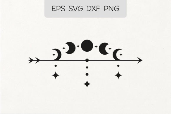 Download Boho Arrow with Moon Phases and Stars - Boho arrow Collection