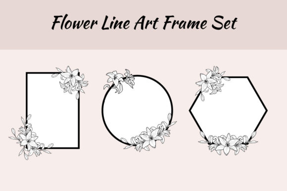 Download Lily Flower Lineart Frame Bouquet SVG - Bouquet Collection
