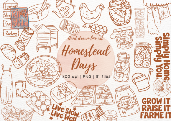 Download Homestead Hand Drawn Clipart Bundle PNG - Hand drawn clipart Collection