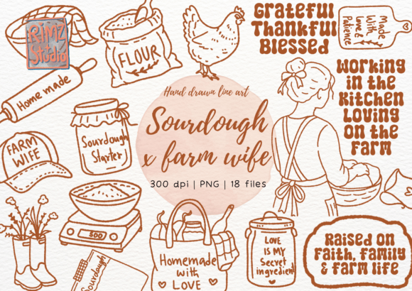 Download Sourdough, Farm Wife Hand Drawn Clipart - Hand drawn clipart Collection