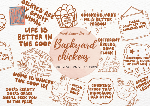 Download Backyard Chickens Hand Drawn Clipart Set - Hand drawn clipart Collection